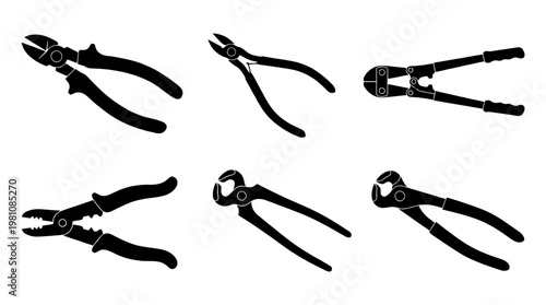 wire cutter silhouette vector set