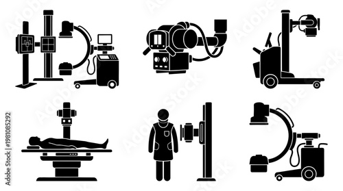 xray machine silhouette vector set