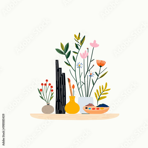 Minimalist Collection of Eco-Friendly Natural Art Materials