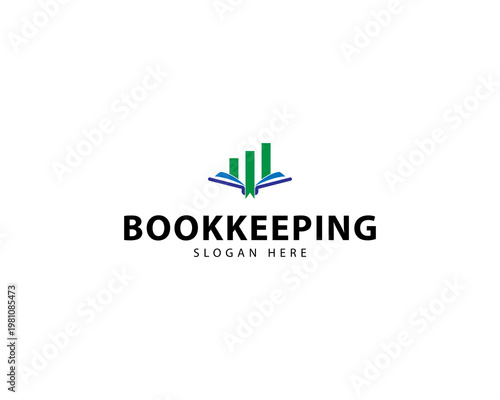 Financial accounting flat logo. Bookkeeping, tax optimization, firm dissolution, accountant outsourcing, payroll, real estate crediting. Accountancy finance logo vector for legal services.