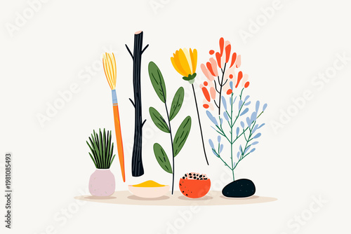Minimalist Collection of Eco-Friendly Natural Art Materials