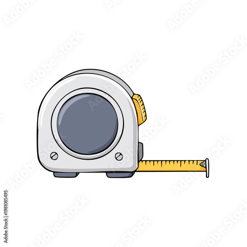 Handheld metal tape measure tool with yellow measuring tape extended for accuracy and measurement tasks