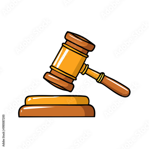 Cartoon Judge's Gavel and Sounding Block Illustration