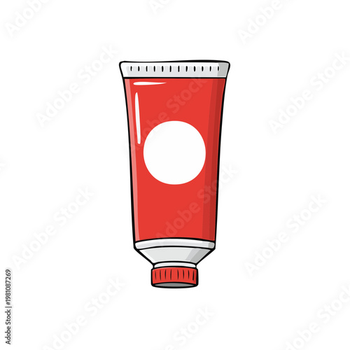 Bright Red Squeeze Tube with White Circle for Labeling