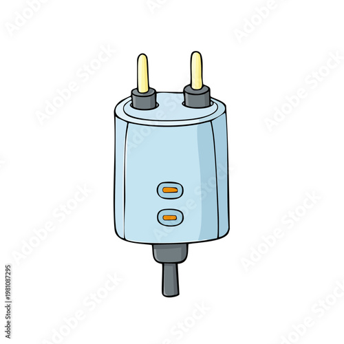 Cartoon electric plug adapter with two prongs and power indicator lights