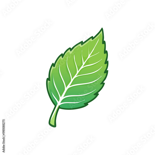 Vibrant green leaf with detailed veins in a simple illustrative style