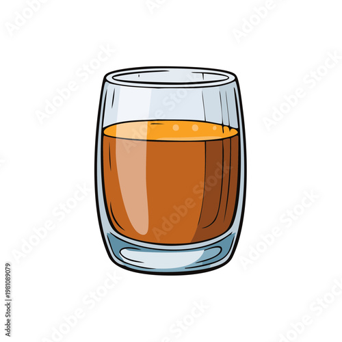 Glass of Amber Beverage with Orange Hue and Clear Reflections