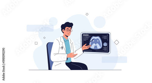 Doctor Explaining Medical Scan Results on Screen to Patient