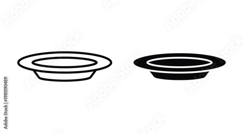 Two black plates depicted in a simple graphic and bold silhouette