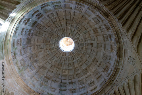 Renaissance coffered dome with central oculus in Sobrado dos Monxes Monastery, 16th-17th century. A Coruña, Galicia, Spain