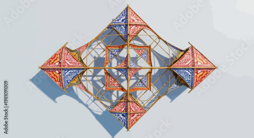 Colorful geometric shape with triangles.