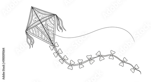 Kite flying high in air.