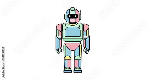 Colorful robot with pink and blue.