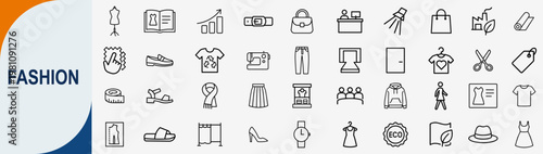 Fashion and Clothing Line Icon Set for Apparel Retail