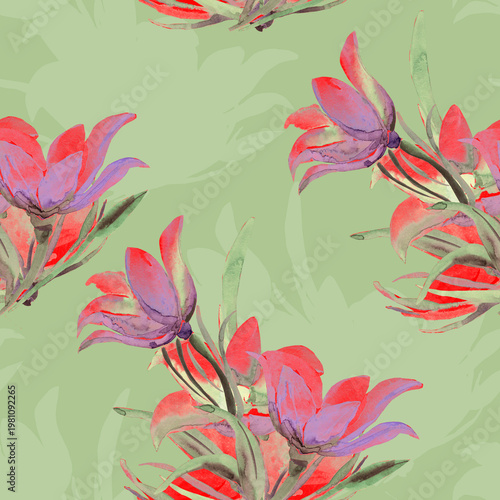 Spring wildflowers. Seamless pattern/
