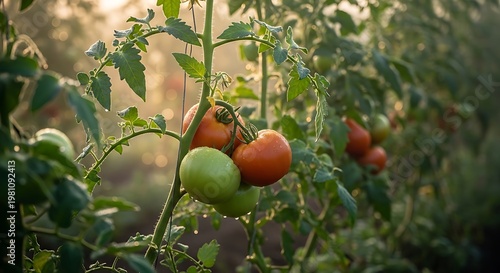 Fresh Organic Tomatoes on Vine and in Hand with Water Droplets – Garden Harvest, Natural Produce, Food Photography Rustic Style
