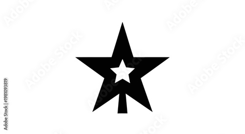 Black and white minimalist Christmas star with downward arrow symbol