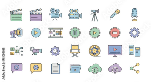 Collection of various technology icons.