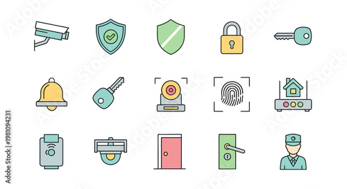 Security icons and symbols set.