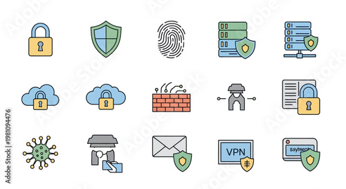 Digital Security Icons and Symbols.