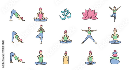 Yoga poses for flexibility and balance.