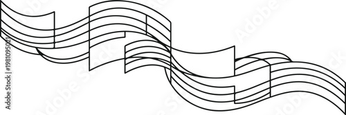 Abstract wavy lines background with geometric flowing ribbon shapes vector