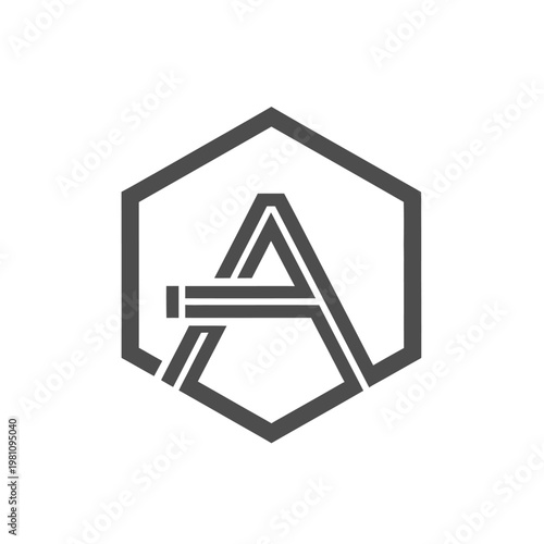 Minimalist Letter A Hexagon Logo Design on Isolated White Background