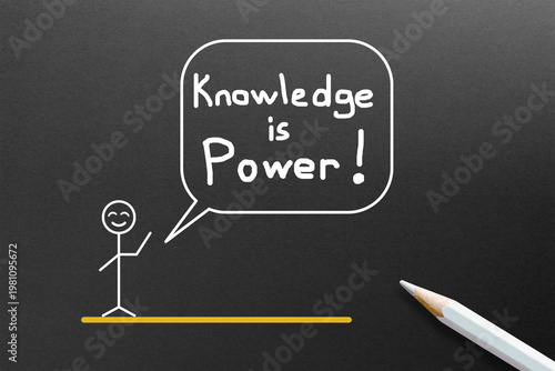 Knowledge is Power Concept with pencil on black background