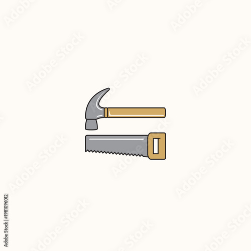 Hammer and Saw logo or icon design