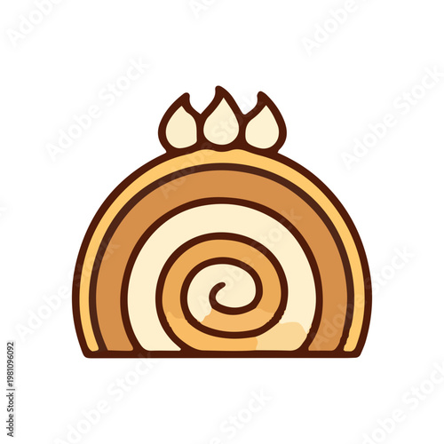 Cute Swiss Roll Cake Icon
