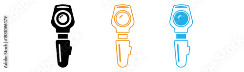 Two smartwatch icons orange and cyan side views with straps
