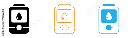 Hydration tracking smartwatch icons orange and blue designs