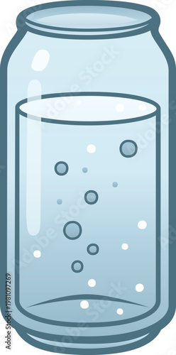 Transparent Club Soda Can with Carbonation Bubbles