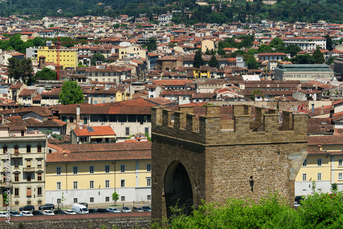porta san niccolo in the city of florence italy on a sunny day.