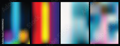 Abstract Vertical Light Beams Collage Featuring Multicolored Blurry Streaks and Radiant Gradients for Modern Digital Graphic Background Design and Artistic Visual