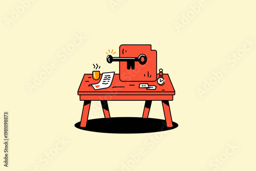 Vintage Key and Personal Treasures Telling a Story of Memory