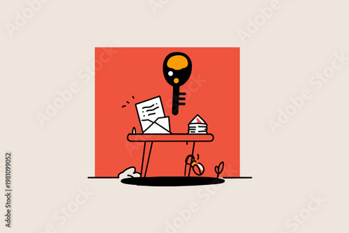 Vintage Key and Personal Treasures Telling a Story of Memory