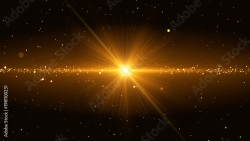 Golden Light Burst Particles Space Star Dust Background , Cinematic Lens Flare Energy Glow for Logo Reveal, Intro, Trailer, and Luxury Visual Effects Social Media design Element