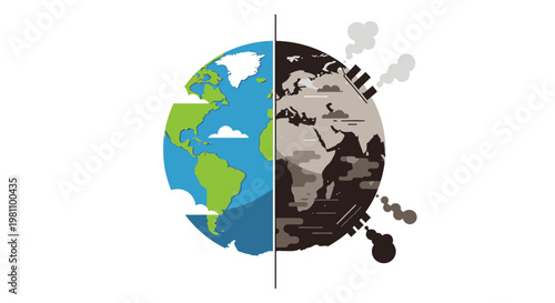 Obraz na plátne Earth Divided into Two Halves.