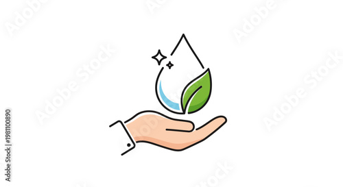 Cuadro en lienzo Hand holding leafy green eco symbol.