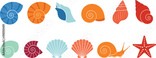 Cute Kawaii Sea Animal Vector Set Featuring Smiling Octopus, Turtle, Seahorse, Clownfish, and Jellyfish for Children’s Nursery and Sticker Designs