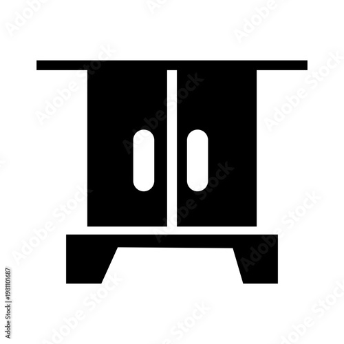 vector illustration of a black wardrobe glyph solid style icon