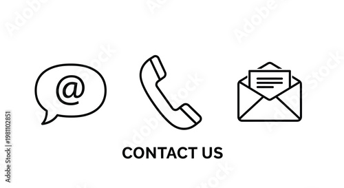 Contact icons including email phone and message a black silhouette