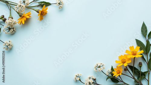 spring-flowers-corner-blue-background-copy-space-minimal-floral-banner