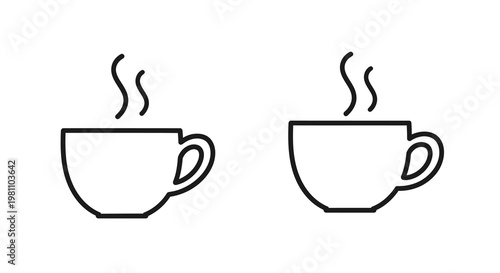 Two steaming coffee cups presented as a minimalist outline silhouette