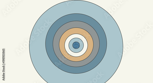 Abstract concentric circles in varying shades of blue and brown.