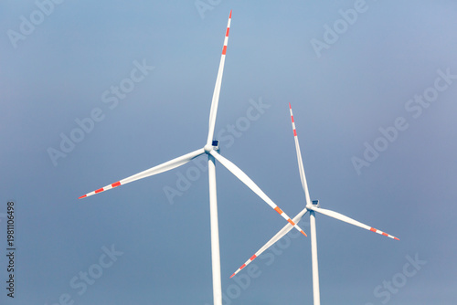 Nice view of the windmill fields in Wielowiec in Poland.