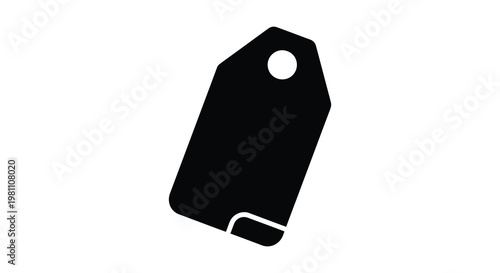 A simple black tag graphic with a hole presented as a silhouette