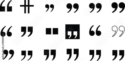 Collection of black quotation marks and punctuation symbols