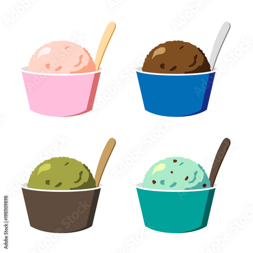 アイスクリームのイラストのセット